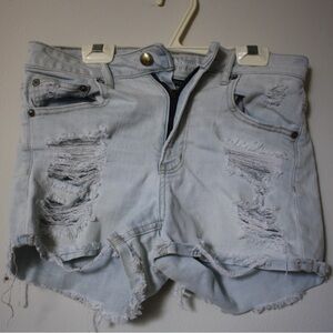 American Eagle Light Blue Distressed Denim Shorts Size 6